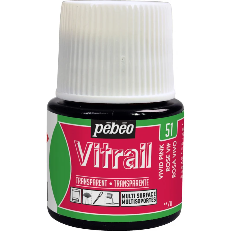 Pebeo - Vitrail - Glass & Tile Paint - Vivid Pink - 45ml