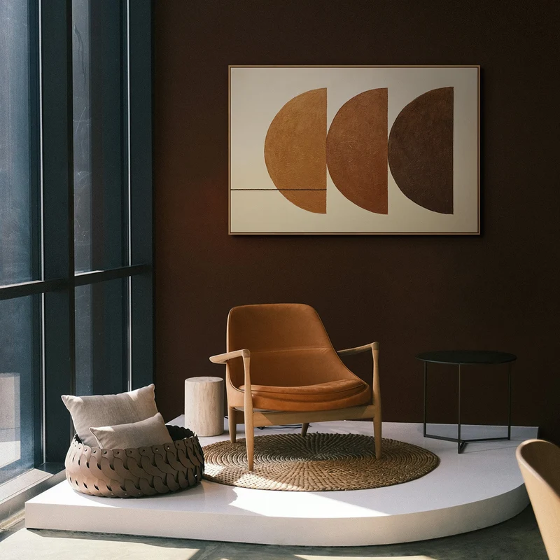 Handgemaltes Wandbild „Drei Horizonte“ geometrische Abstraktion auf Leinwand