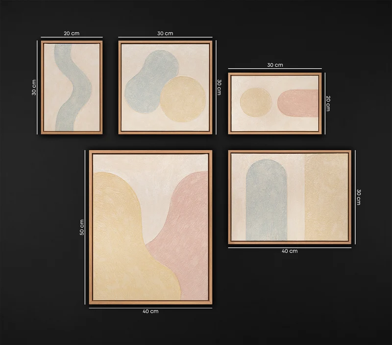 Abstract Beige Bilder set Premium Original Gemälde Handgemalt mit Rahmen