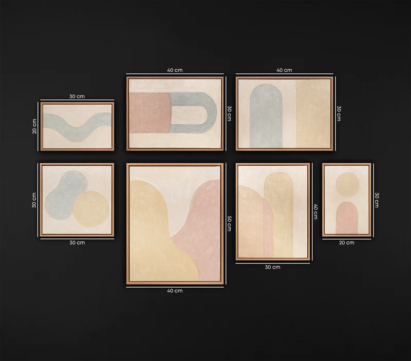 Abstract Beige Bilder set Premium Original Gemälde Handgemalt mit Rahmen