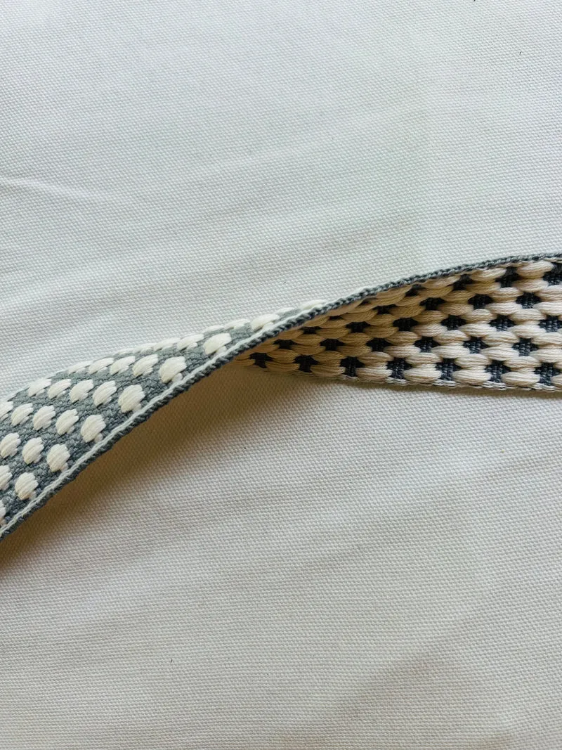 Gurtband Baumwolle 3,8cm Muster grau