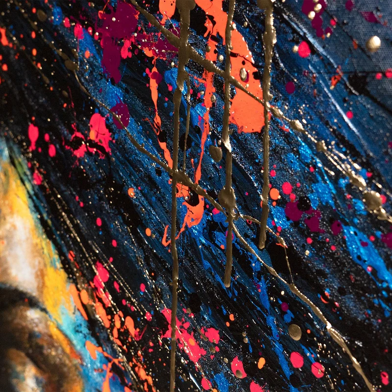 Handgemaltes Acrylbild "Gold in der Dunkelheit" mit Rahmen