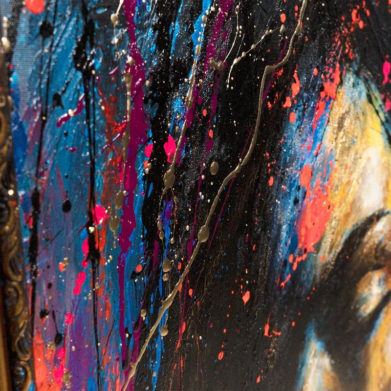 Handgemaltes Acrylbild "Gold in der Dunkelheit" mit Rahmen