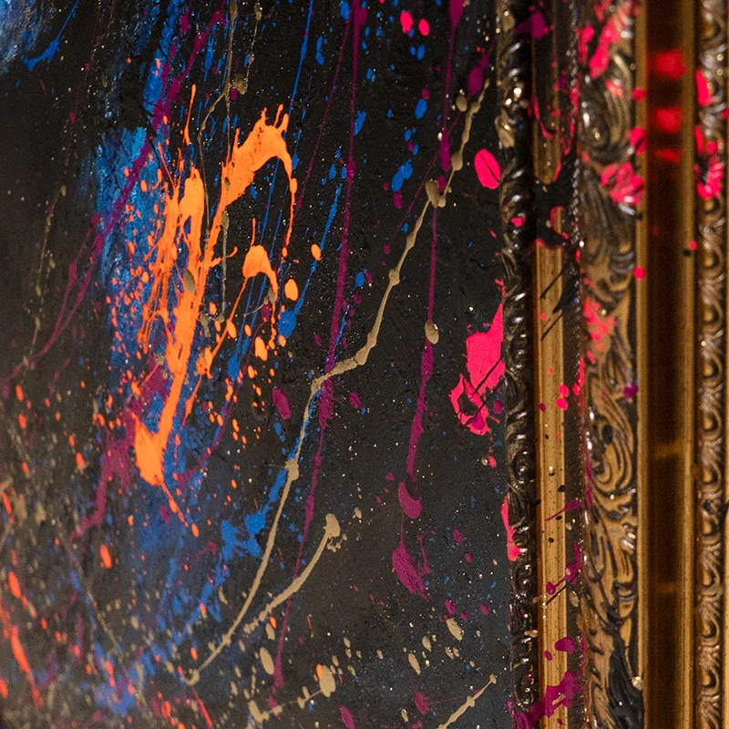 Handgemaltes Acrylbild "Gold in der Dunkelheit" mit Rahmen