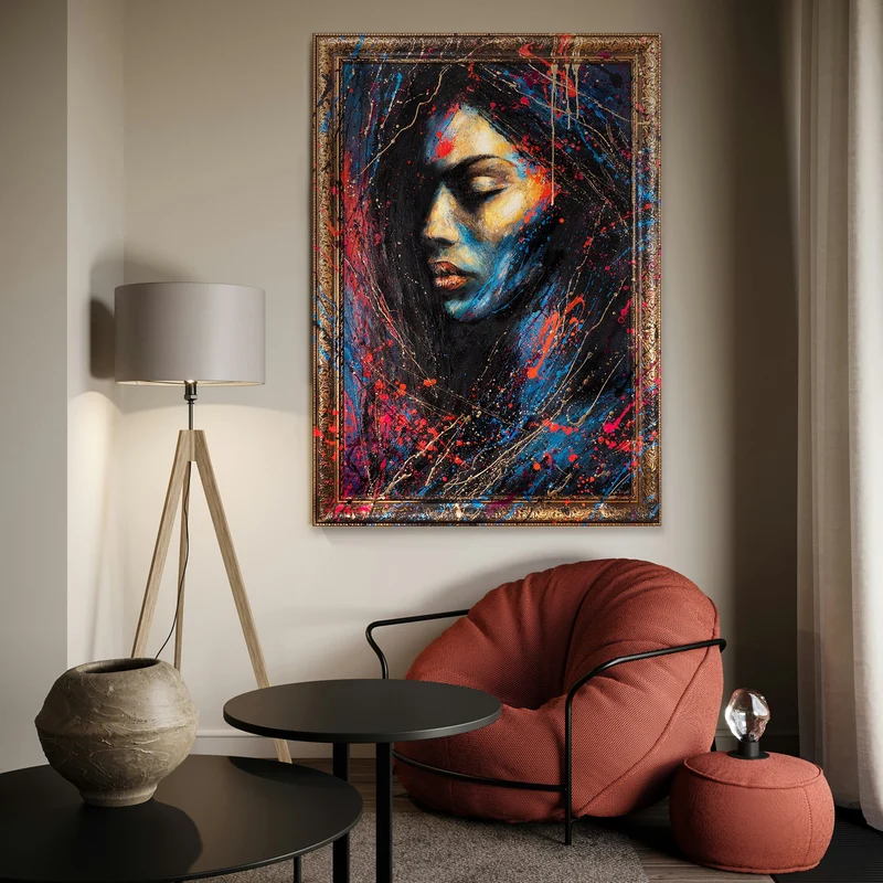 Handgemaltes Acrylbild "Gold in der Dunkelheit" mit Rahmen