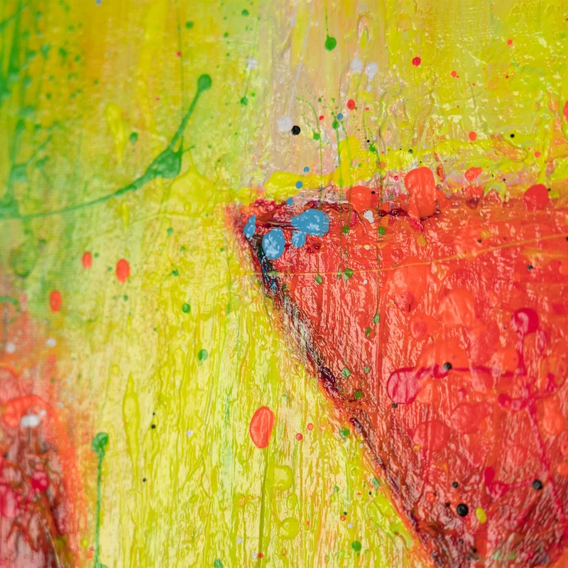Handgemaltes bunte Bilder Pop Art "Dame mit Glas"