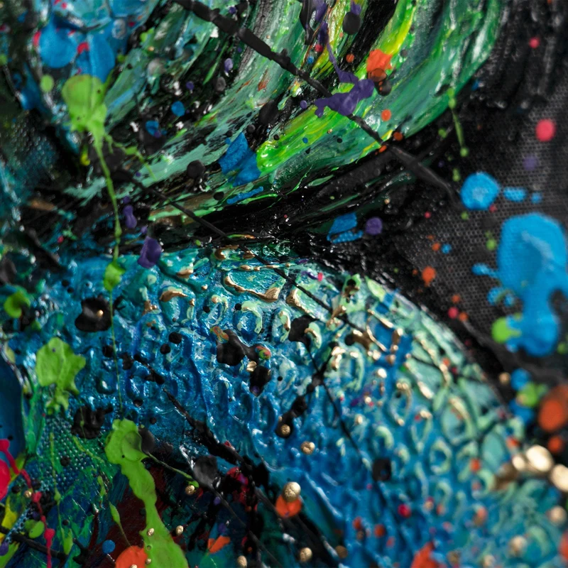 Abstract moderne Handgemalte bilder auf Leinwand mit Rahmen "Der Mythos Neon"