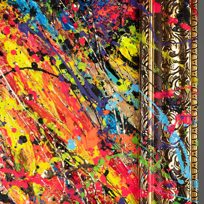 Abstract moderne Handgemalte bilder auf Leinwand mit Rahmen "Der Mythos Neon"