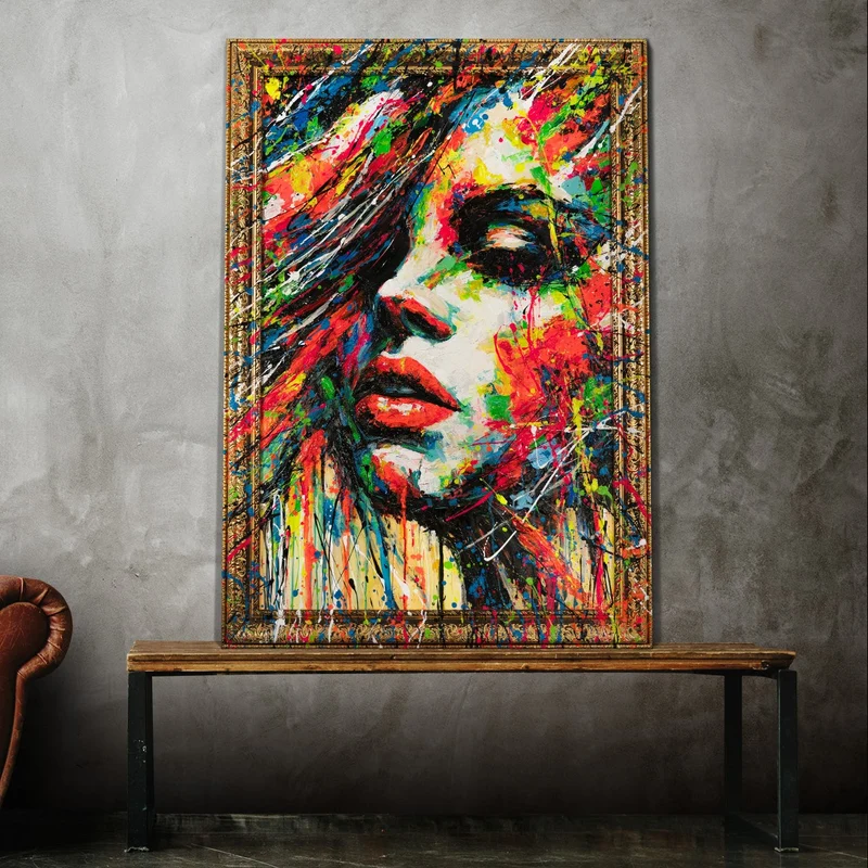 Handgemaltes Leinwandbilder Pop Art "Farben der Leidenschaft"