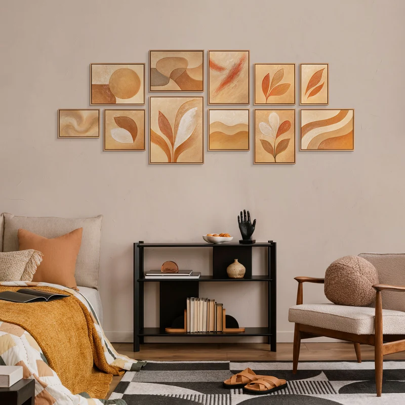 Bilder set mit Rahmen florales Motiv Moderne Gemälde für Wohnzimmer