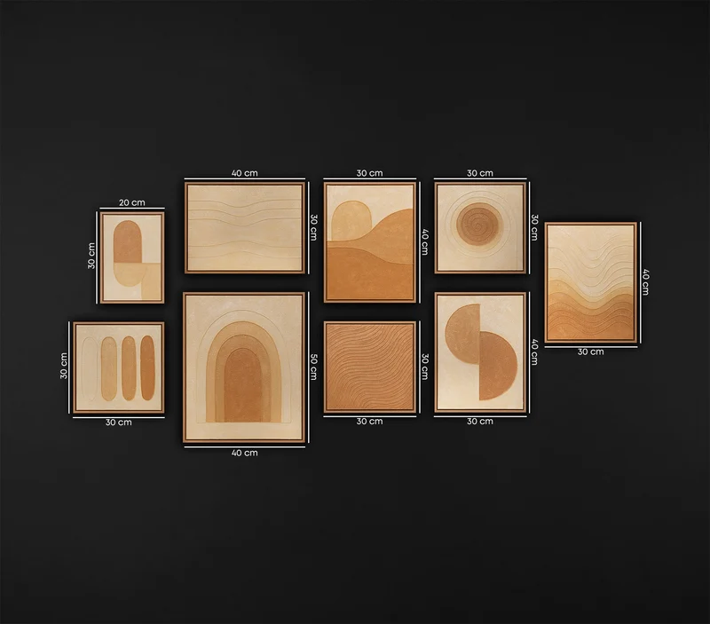 Strukturpaste Bilder set mit Rahmen Skandinavische handgemalt Kunst