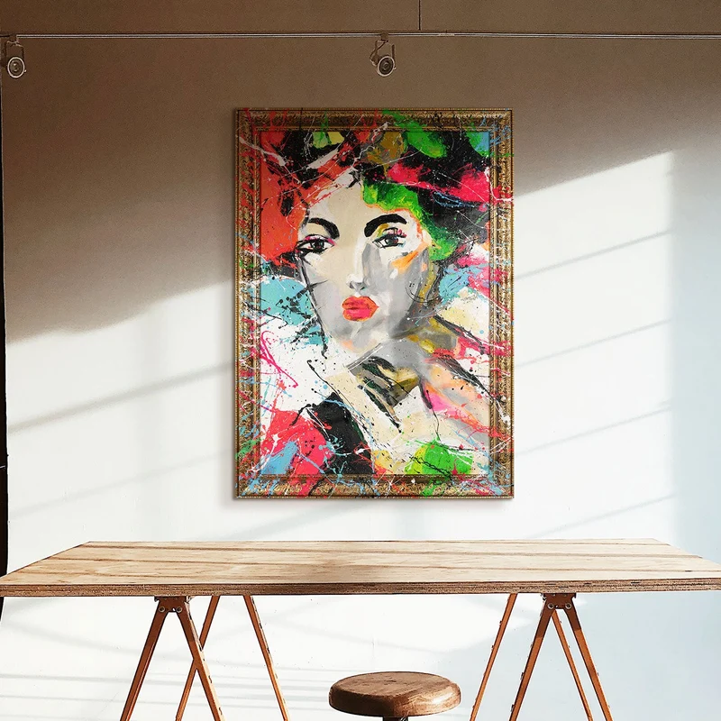 Handgemaltes Porträt Pop Art "Abstrakte Muse"
