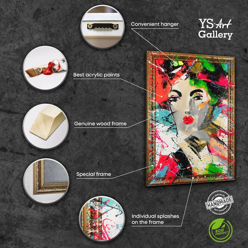 Handgemaltes Porträt Pop Art "Abstrakte Muse"