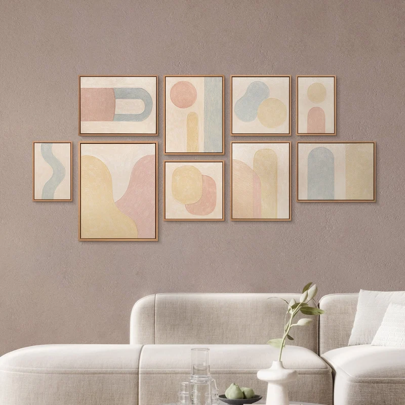 Handgemaltes Kunstbilder Wandbilder mehrteilig Set Praxis „Verschmelzung der Farbtöne“