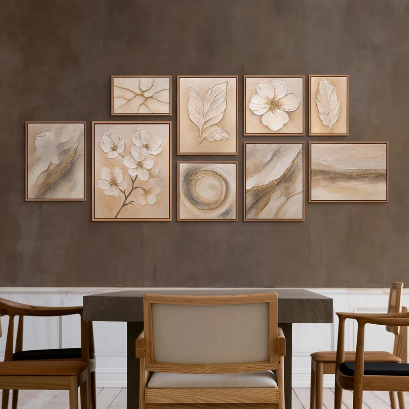 Handgemalte moderne Gemälde Bilderwand Set Praxis „Atem des Frühlings“