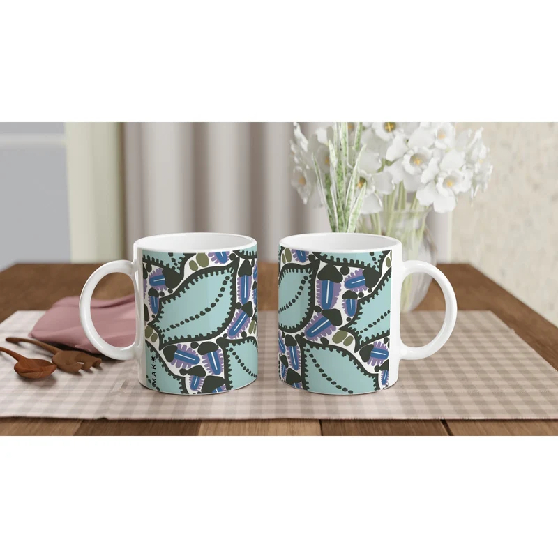 Keramiktasse Blätter