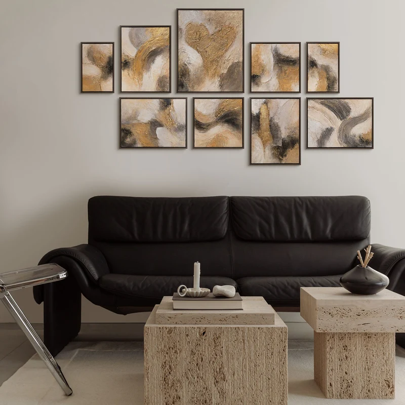 Bilder set wohnzimmer mit Rahmen Acrylbilder handgemalt abstract