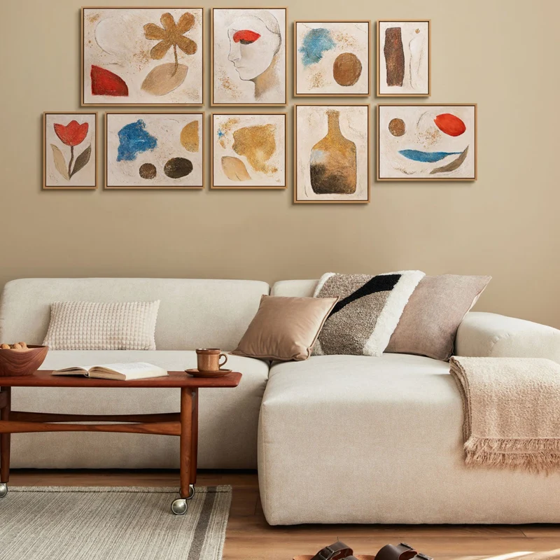 Luxus Gemälde Handgemalt Wohnzimmer Modern – Handgemalte Kunstwerke bilder set mit Rahmen