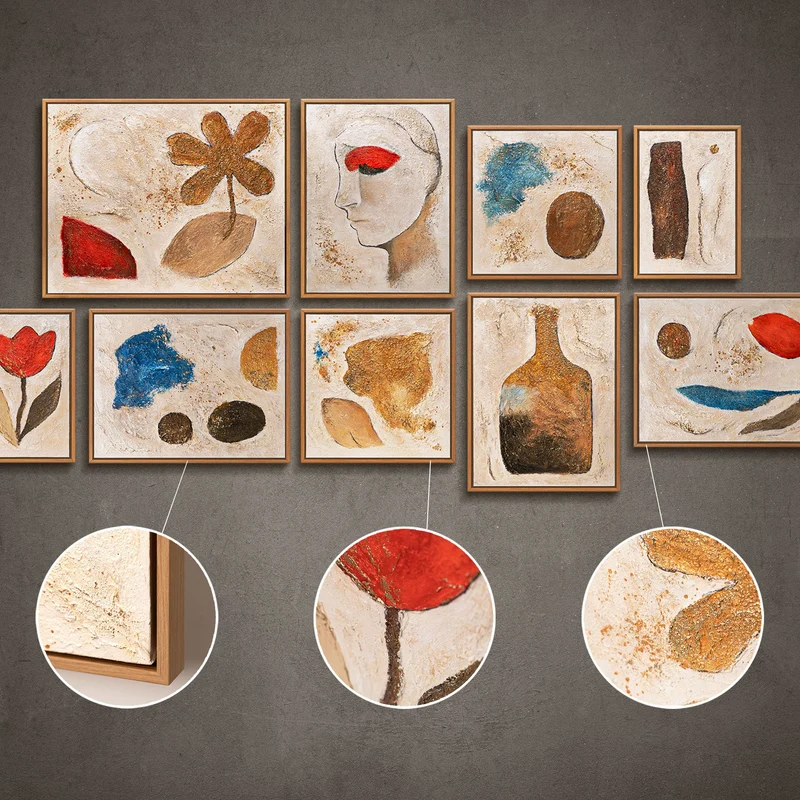 Luxus Gemälde Handgemalt Wohnzimmer Modern – Handgemalte Kunstwerke bilder set mit Rahmen