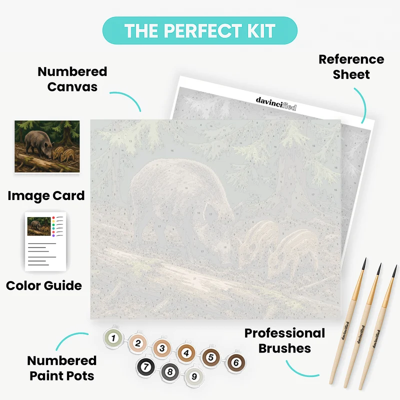 Wild Boar Family - Paint by Numbers Kit