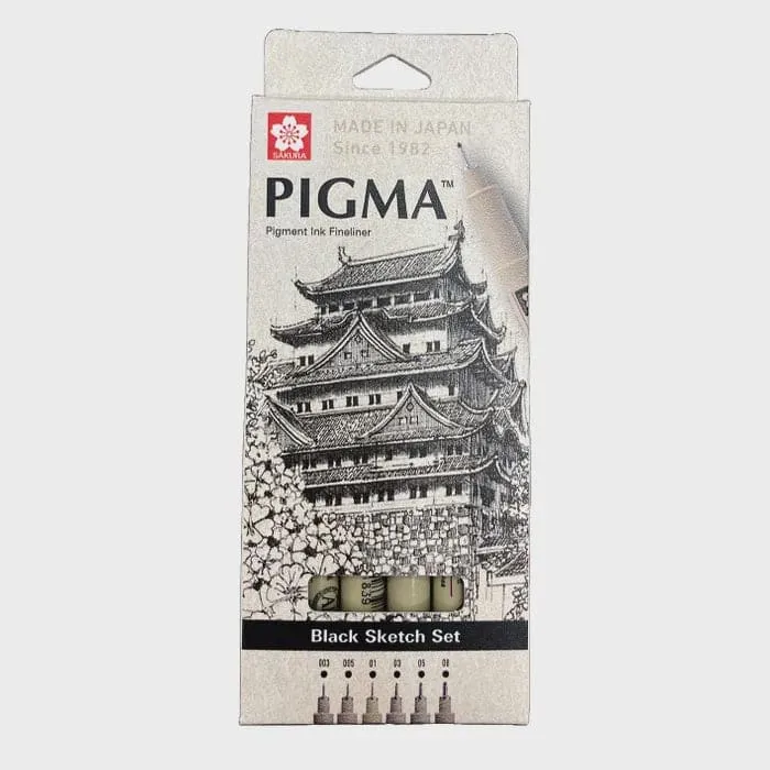 Sakura Pigma Black Sketch Set of 6