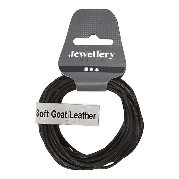 Black Leather Cord, 2 mm x 4 m