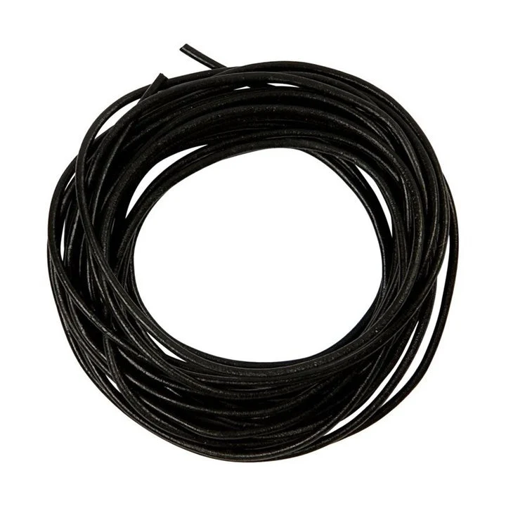 Black Leather Cord, 2 mm x 4 m