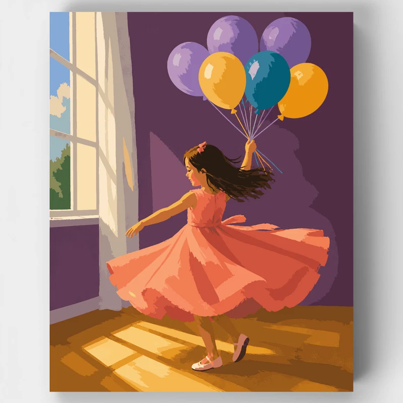Birthday Girl's Balloon Twirl - Paint by Numbers Kit