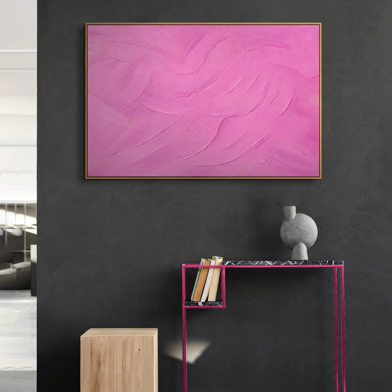 Strukturiertes Leinwandbild im Rahmen ruhige Kunst „Zuckerschleier“