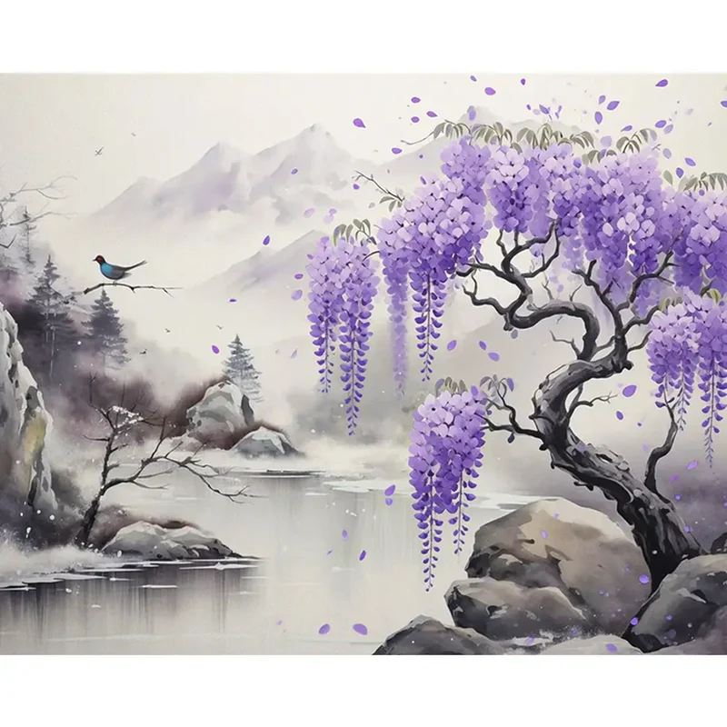 Malen nach Zahlen - Blüten im Nebel