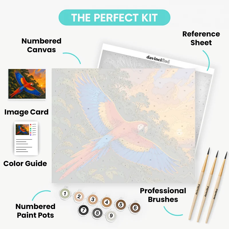 Scarlet Macaw in Flight - Paint by Numbers Kit