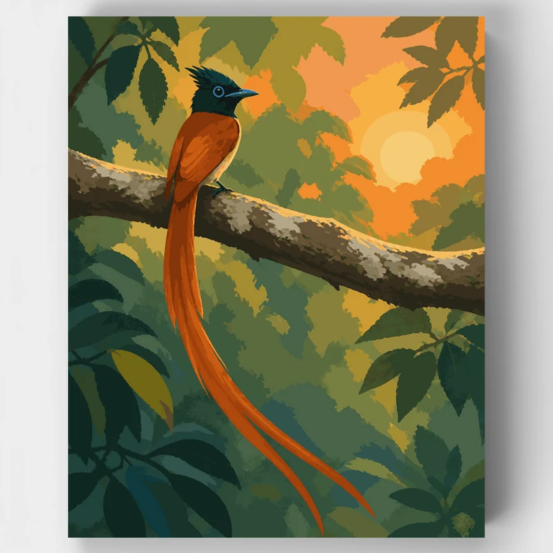 Ribbon-Tailed Sunset Flycatcher - Paint by Numbers Kit