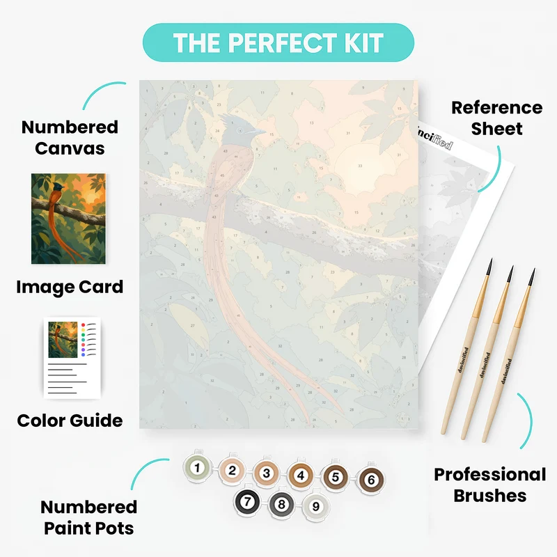 Ribbon-Tailed Sunset Flycatcher - Paint by Numbers Kit
