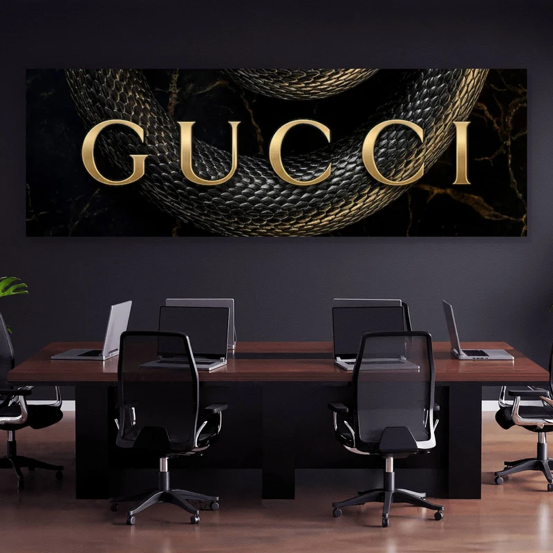 Poster Elegante Schlange auf Marmor Panorama