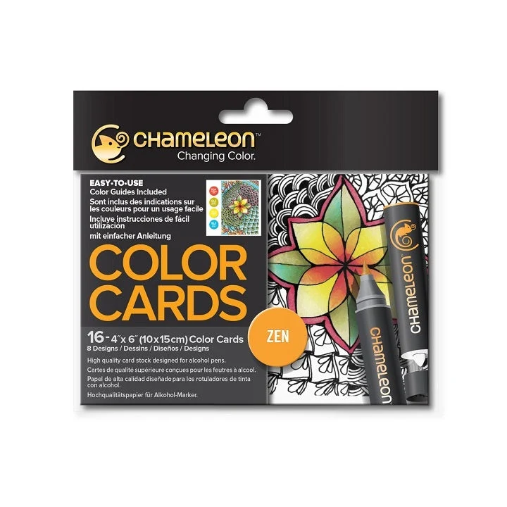 Chameleon Zen Coloring Cards, 16 pcs