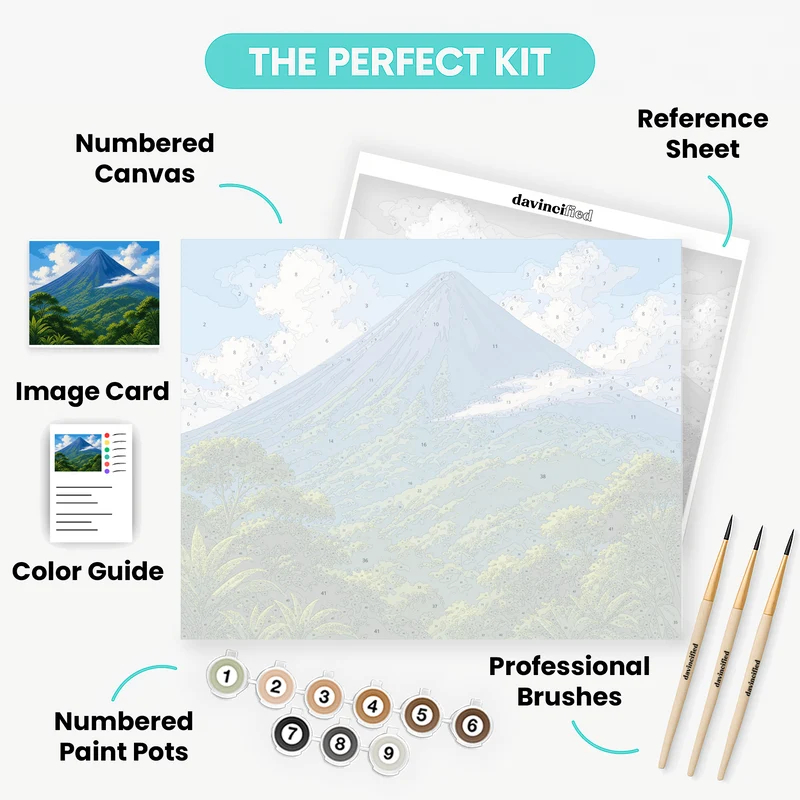 Arenal Volcano Sunrise Mist - Paint by Numbers Kit