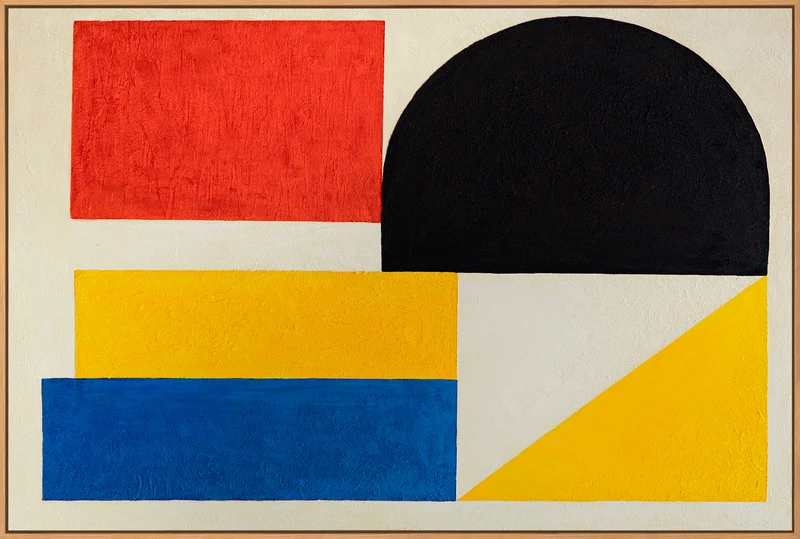 Abstraktes Gemälde im Rahmen geometrische Wandkunst „Kontraste“