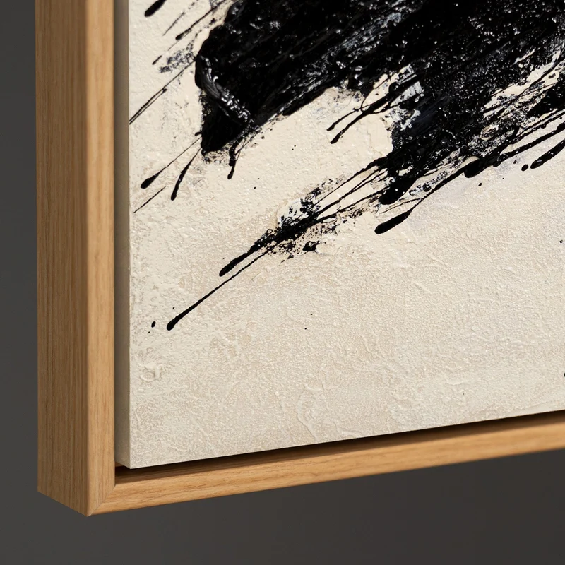 Abstraktes Gemälde im Rahmen moderne Acrylmalerei „Kraft des Pinselstrichs“