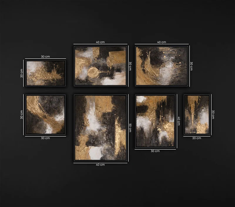 Abstrakte Moderne Gemälde für Wohnzimmer | Handgemaltes Wandbilder Set