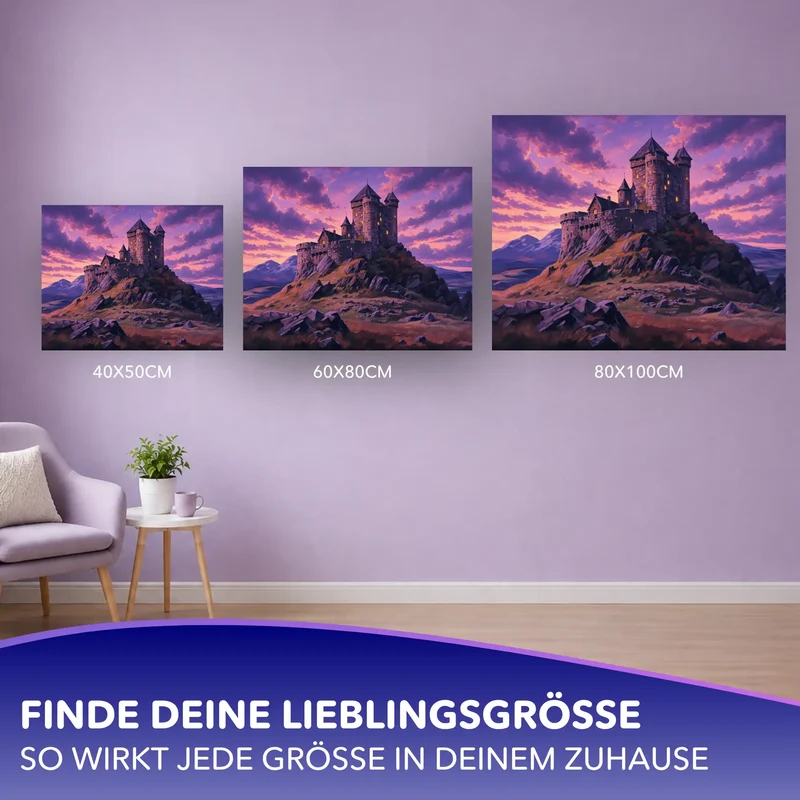 Malen nach Zahlen - Burg im Abendglanz