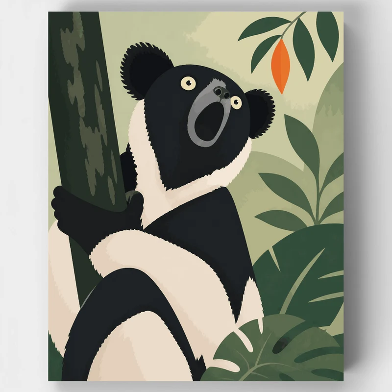 Calling Indri Lemur - Paint by Numbers Kit