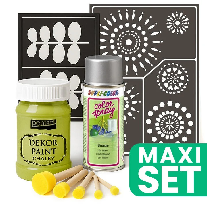 Furniture Renovation Set with Silver Spray Paint - Yellowish Green