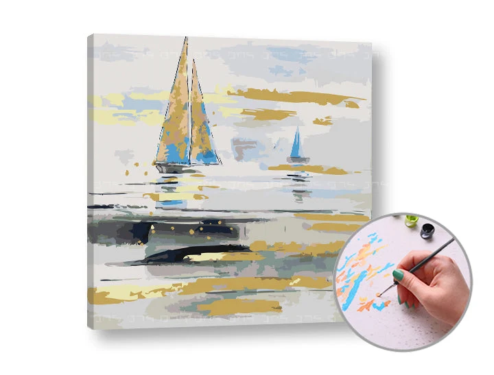 Paint by Numbers: Boats at Sea | Low Difficulty