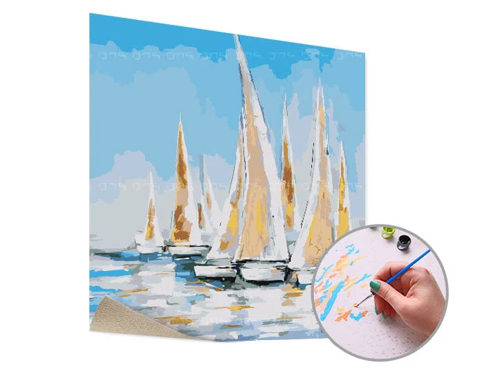Paint by Numbers Ships at Sea | Low Difficulty