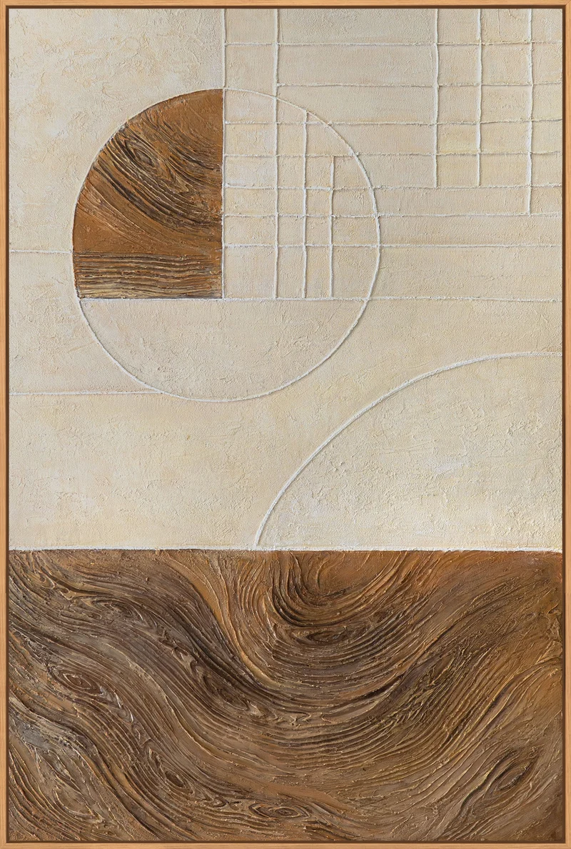 Abstrakte Gemälde mit Struktur und Geometrie im Rahmen „Linien und Kreise“