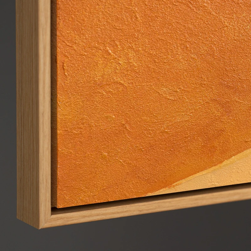 Ruhige abstrakte Kunst auf Leinwand im Rahmen mit Licht „Umarmung der Morgendämmerung“
