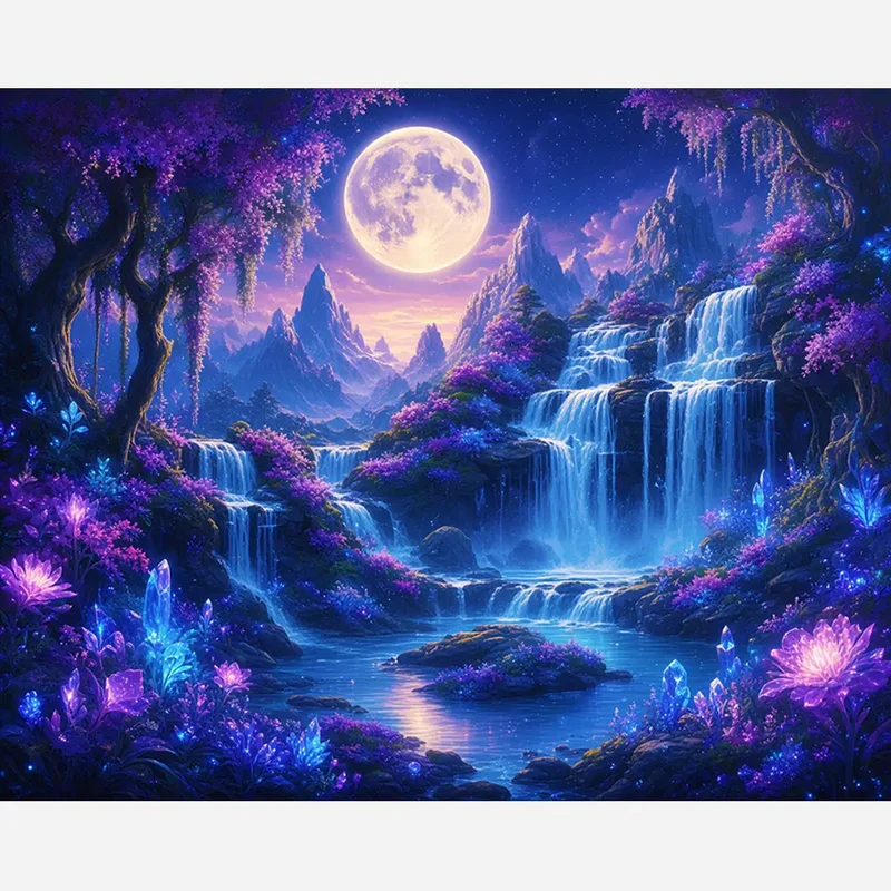 Malen nach Zahlen - Magischer Wasserfall