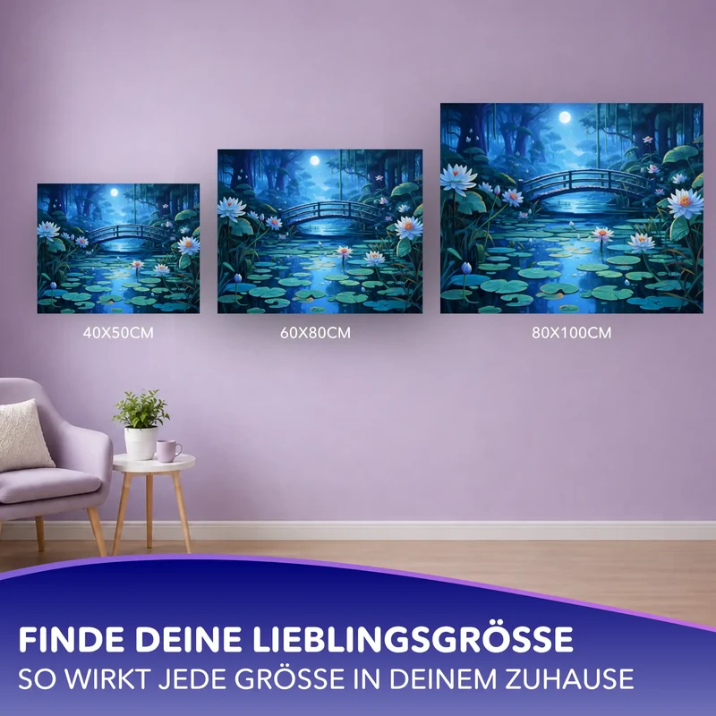Malen nach Zahlen - Seerosen im Mondlicht