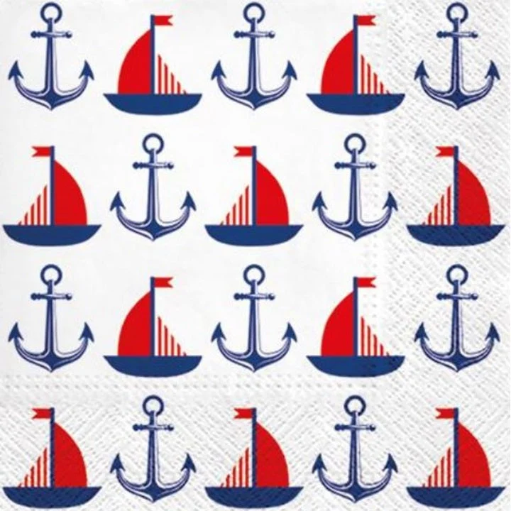 Ships & Anchors Decoupage Napkins - 1 pc