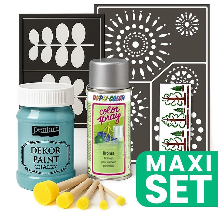 Set for Furniture Renovation with Silver Spray Paint - Turquoise